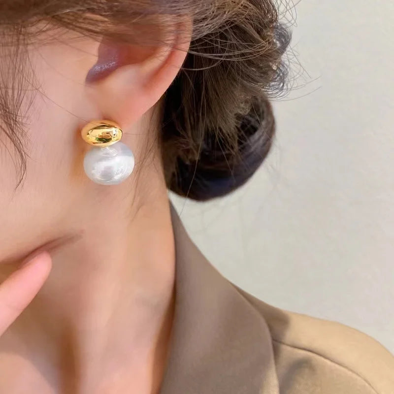 Golden Bean Pearl Earrings