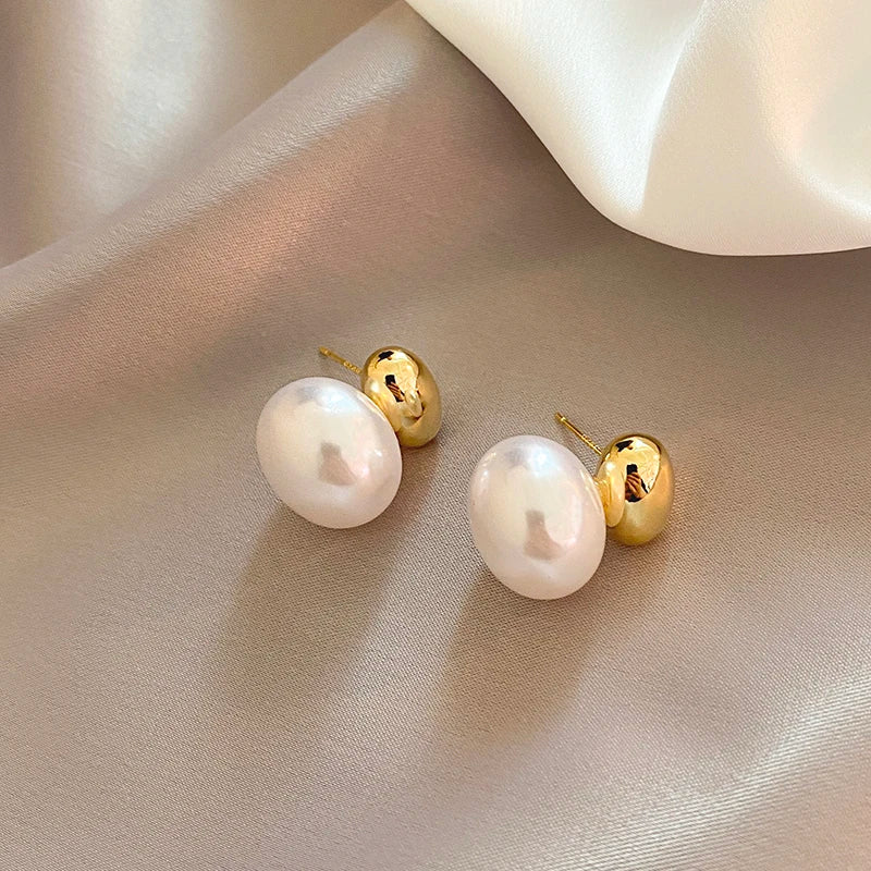 Golden Bean Pearl Earrings