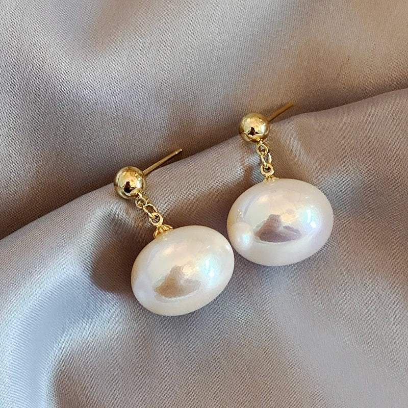 Golden Bean Pearl Earrings