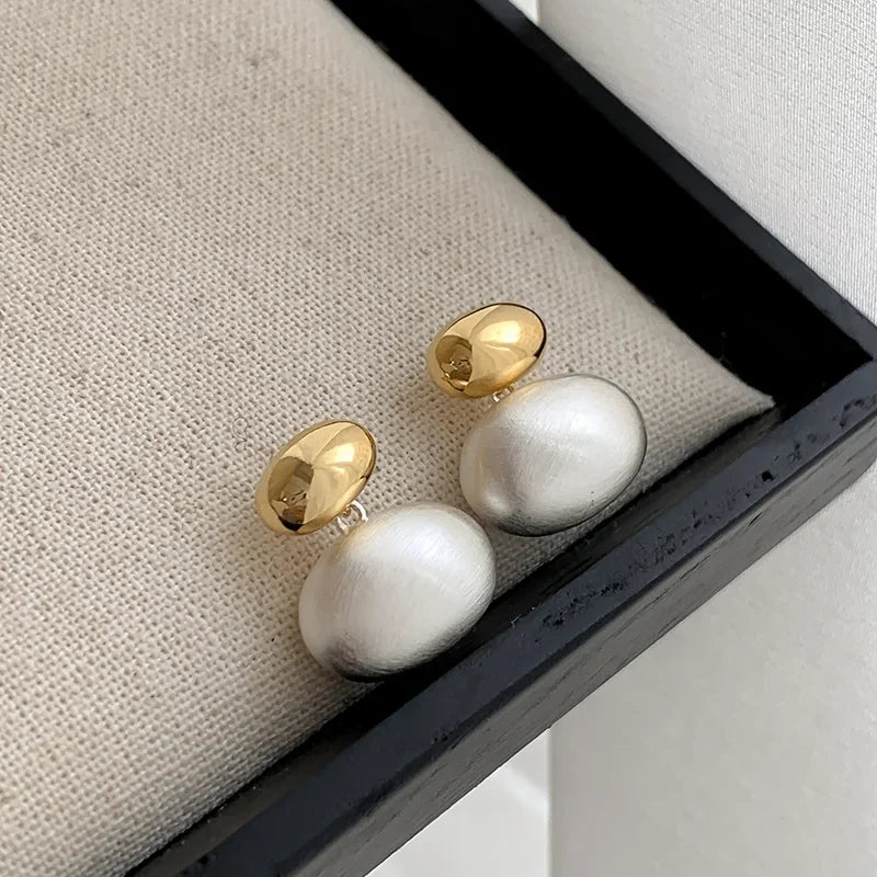 Golden Bean Pearl Earrings