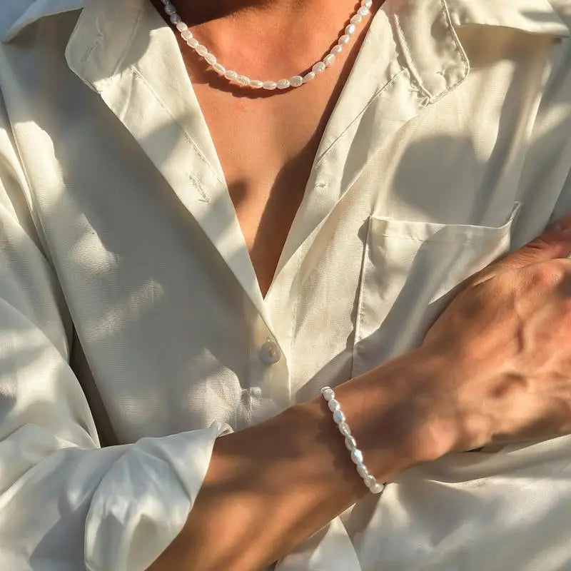 Oval Pearl Chain Set