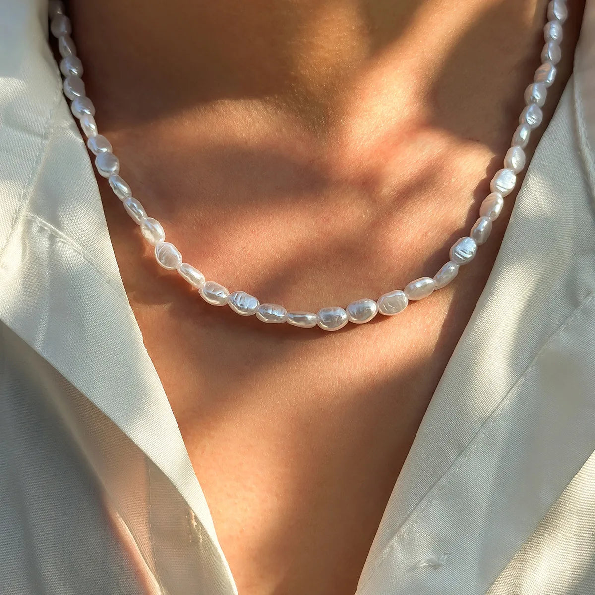 Oval Pearl Chain Set