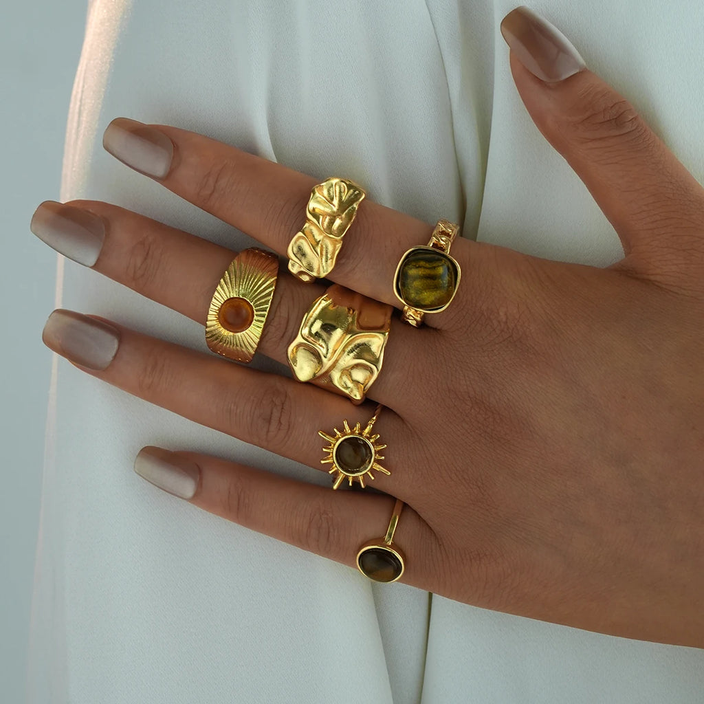 Solar Bloom Ring Set