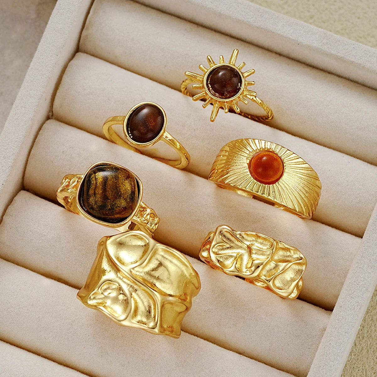 Solar Bloom Ring Set