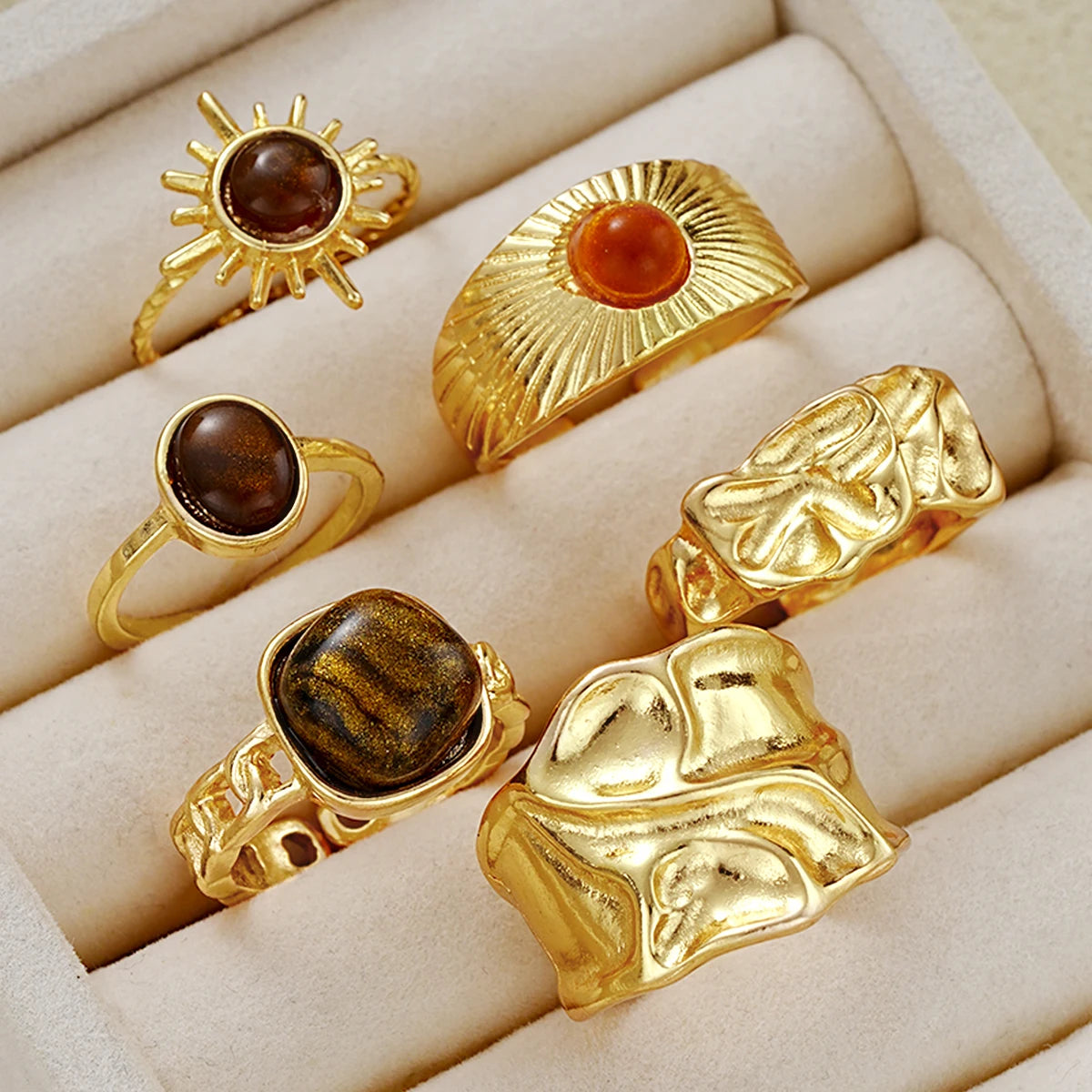 Solar Bloom Ring Set