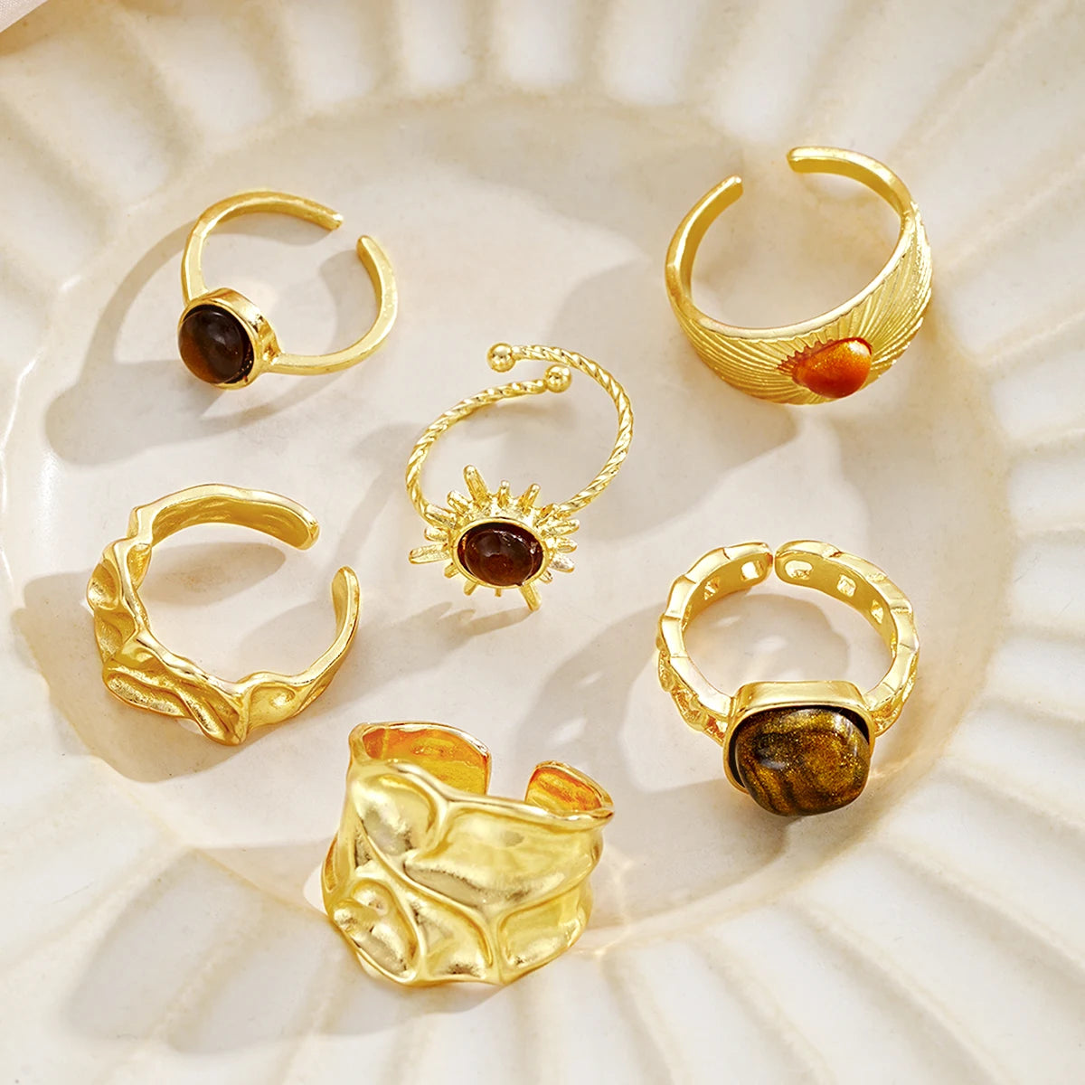 Solar Bloom Ring Set