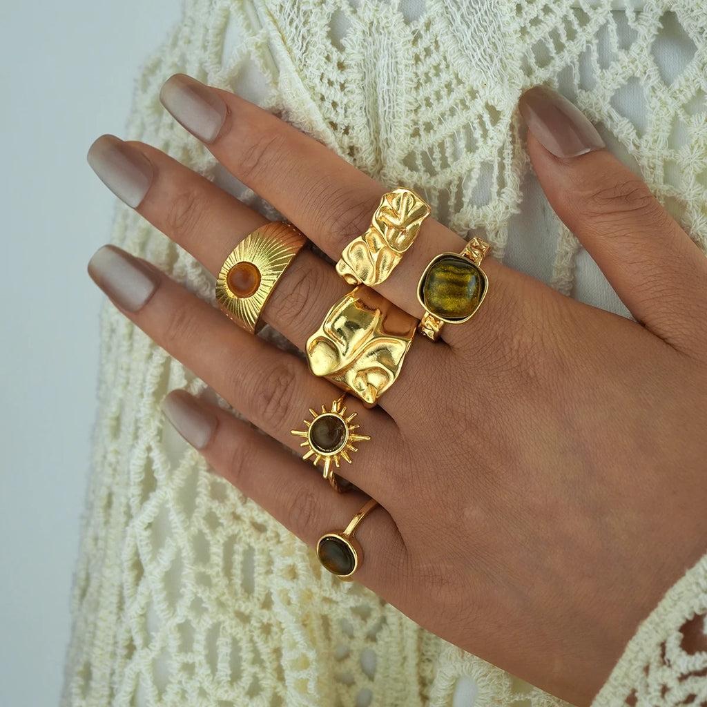 Solar Bloom Ring Set