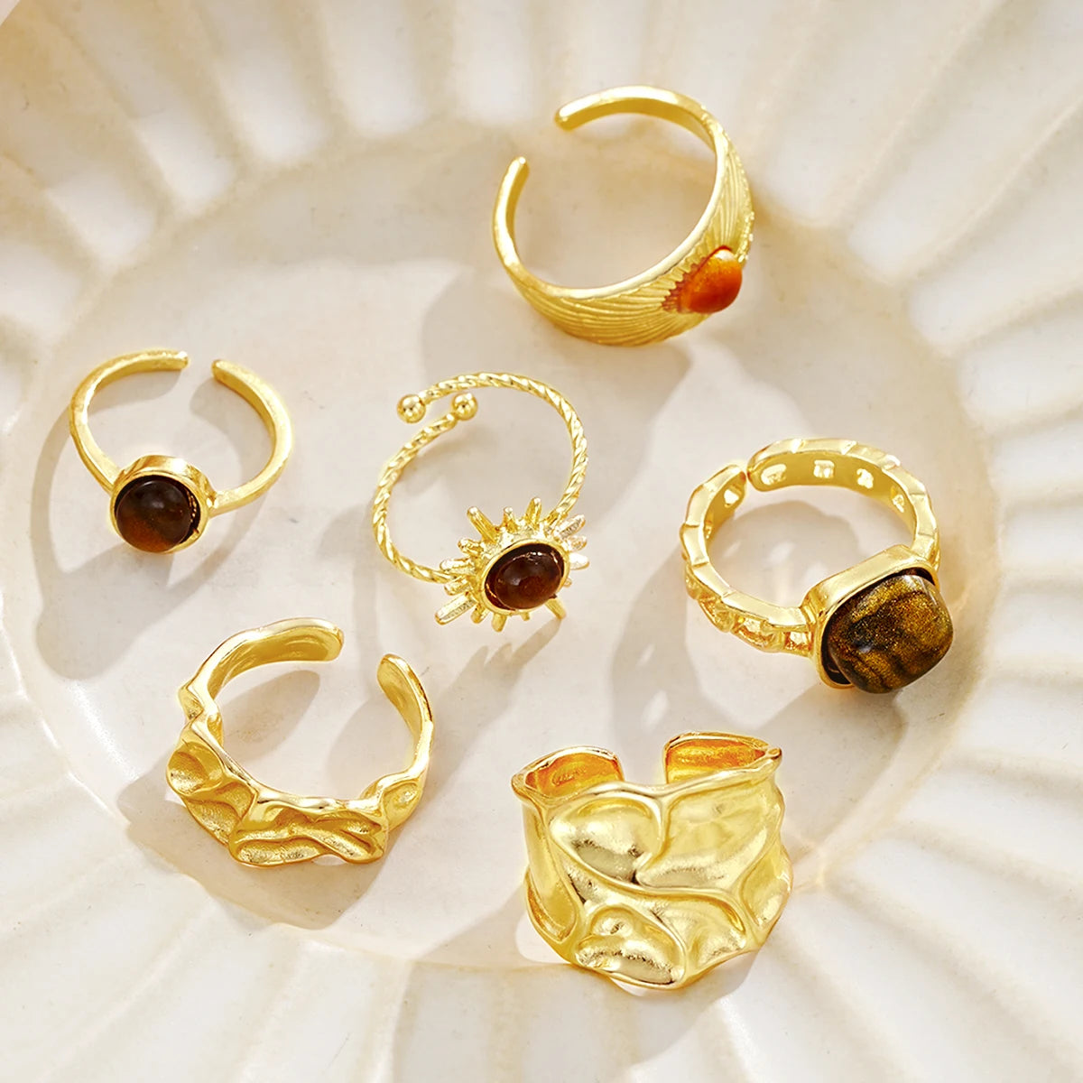 Solar Bloom Ring Set